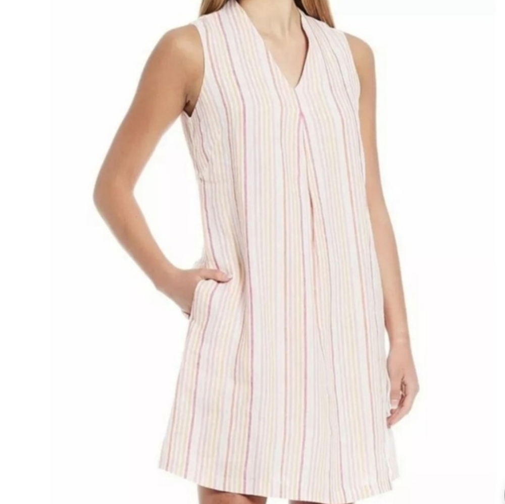 Tommy Bahama Vitamin Sea  Striped Linen Shift Dress Size Large